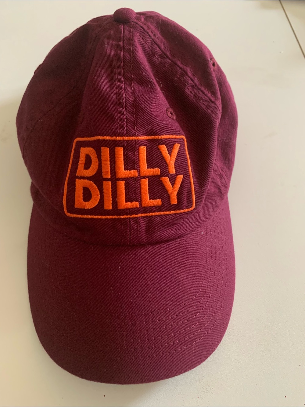 Dilly Dilly Unstructured Hat Maroon and Orange 100% cotton adjustable
